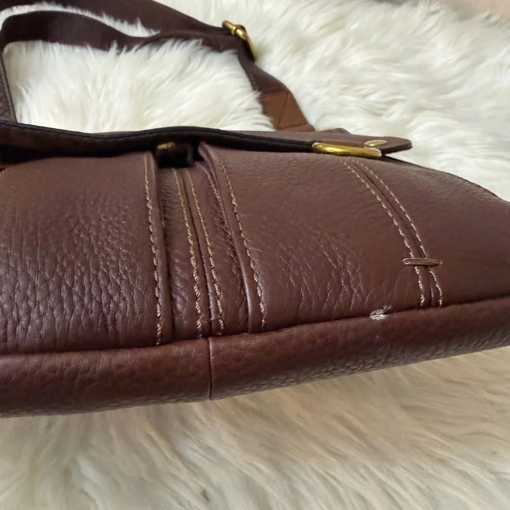 Fossil Dark Brown Leather Messenger Bag
